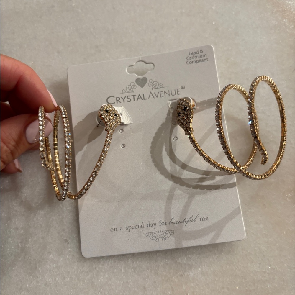 Crystal Avenue Gold Hoop Earrings brand new snake